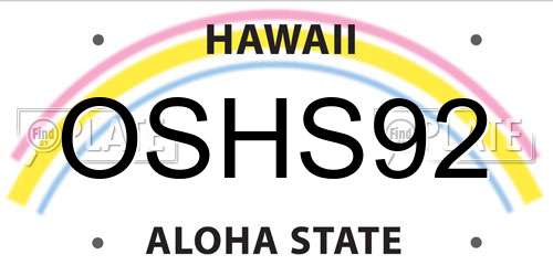 OSHS92 Hawaii License Plate