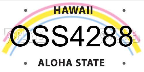 OSS4288 Hawaii License Plate