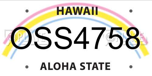 OSS4758 Hawaii License Plate