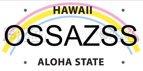 OSSAZSS Hawaii License Plate