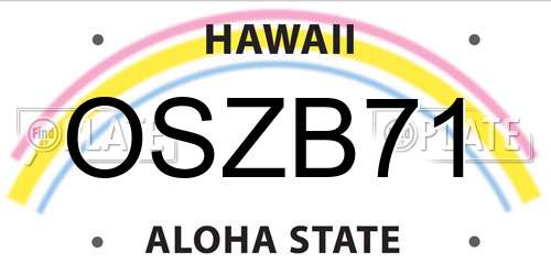 OSZB71 Hawaii License Plate