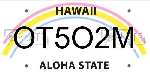 OT5O2M Hawaii License Plate