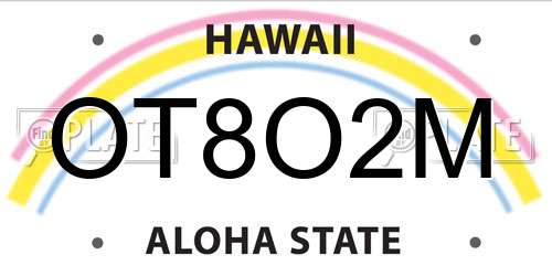 OT8O2M Hawaii License Plate