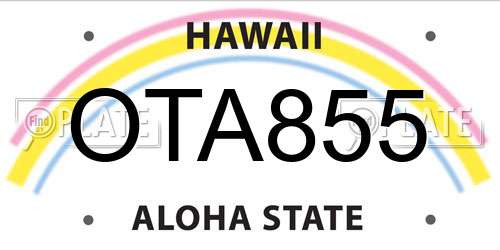 OTA855 Hawaii License Plate