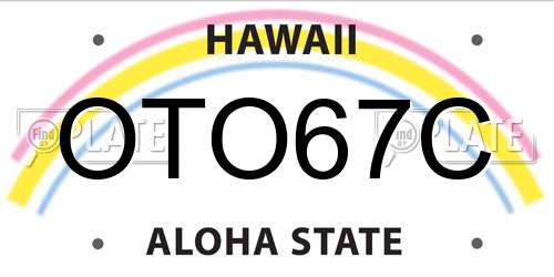 OTO67C Hawaii License Plate