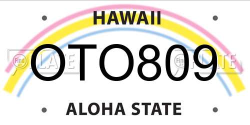OTO809 Hawaii License Plate