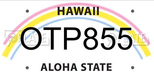 OTP855 Hawaii License Plate