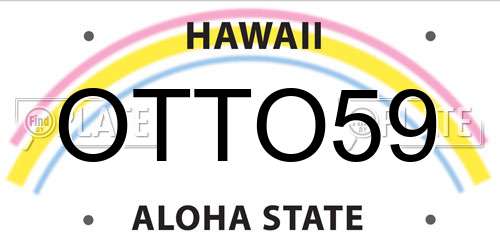 OTTO59 Hawaii License Plate