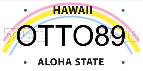 OTTO89 Hawaii License Plate