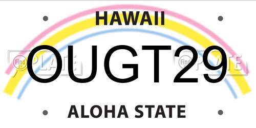 OUGT29 Hawaii License Plate