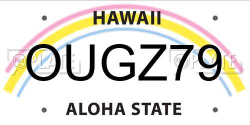 OUGZ79 Hawaii License Plate