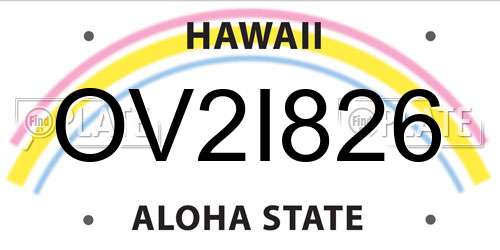 OV2I826 Hawaii License Plate