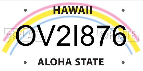 OV2I876 Hawaii License Plate