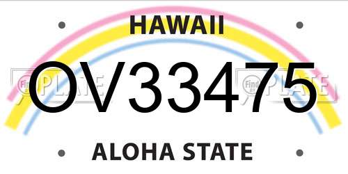 OV33475 Hawaii License Plate