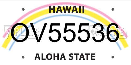 OV55536 Hawaii License Plate