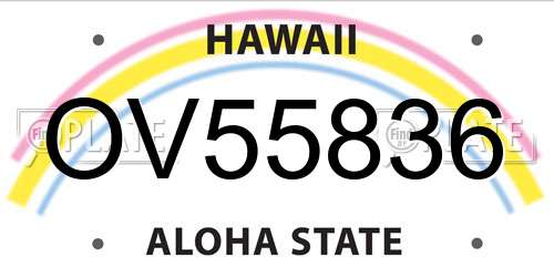 OV55836 Hawaii License Plate