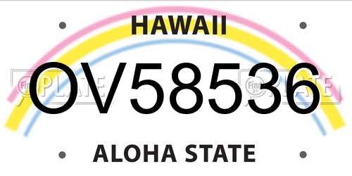 OV58536 Hawaii License Plate