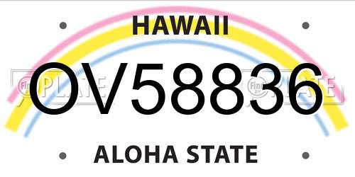 OV58836 Hawaii License Plate