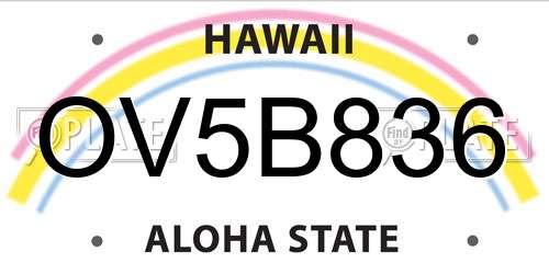 OV5B836 Hawaii License Plate