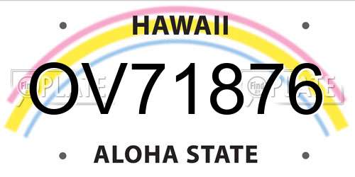 OV71876 Hawaii License Plate