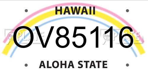 OV85116 Hawaii License Plate