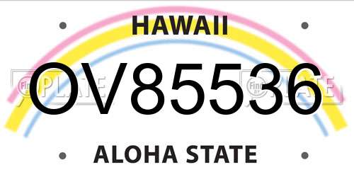 OV85536 Hawaii License Plate