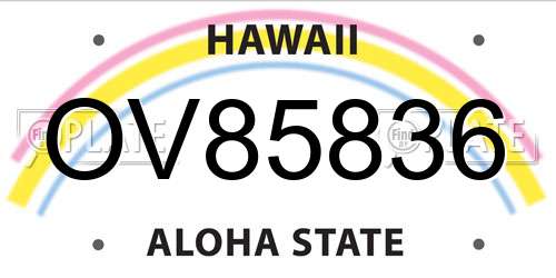 OV85836 Hawaii License Plate