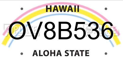OV8B536 Hawaii License Plate