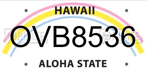 OVB8536 Hawaii License Plate