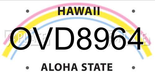 OVD8964 Hawaii License Plate