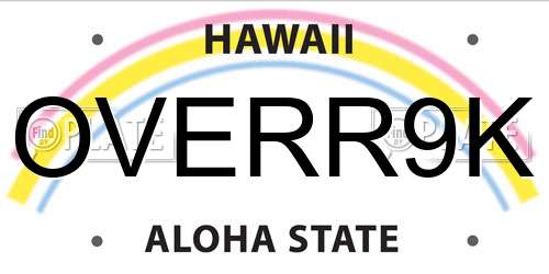 OVERR9K Hawaii License Plate