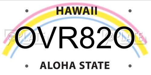 OVR82O Hawaii License Plate