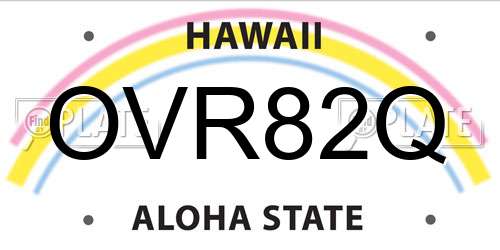 OVR82Q Hawaii License Plate