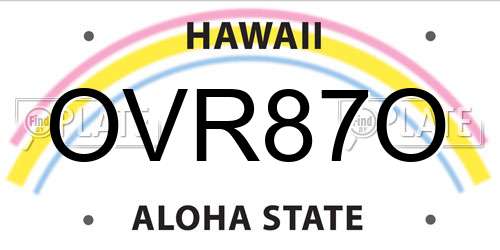 OVR87O Hawaii License Plate