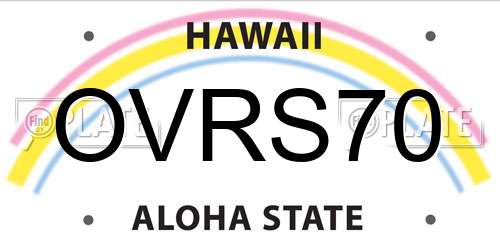 OVRS70 Hawaii License Plate