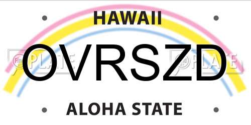OVRSZD Hawaii License Plate