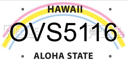 OVS5116 Hawaii License Plate