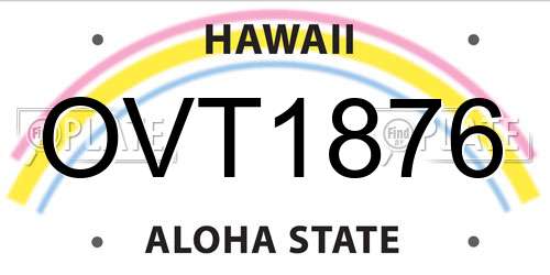 OVT1876 Hawaii License Plate