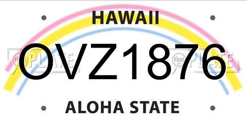 OVZ1876 Hawaii License Plate