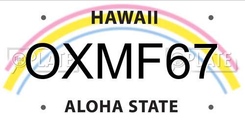 OXMF67 Hawaii License Plate