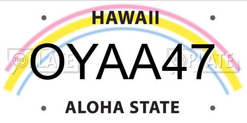 OYAA47 Hawaii License Plate