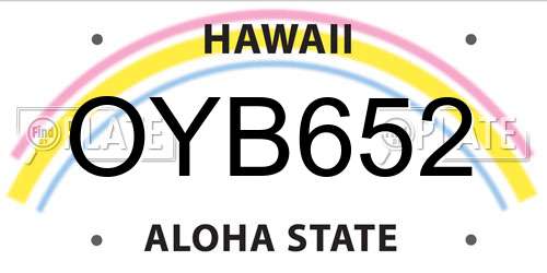 OYB652 Hawaii License Plate