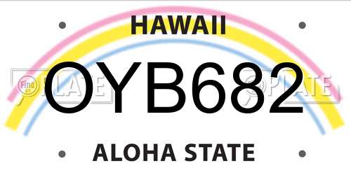 OYB682 Hawaii License Plate