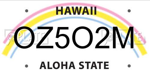 OZ5O2M Hawaii License Plate