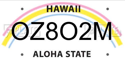 OZ8O2M Hawaii License Plate