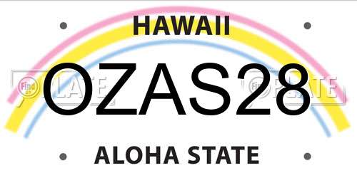 OZAS28 Hawaii License Plate
