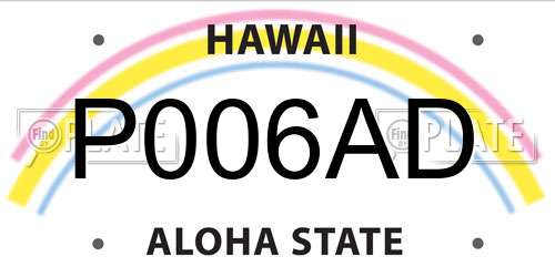 P006AD Hawaii License Plate