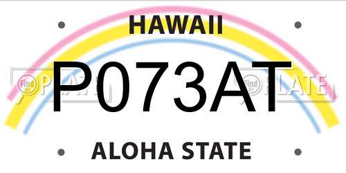 P073AT Hawaii License Plate