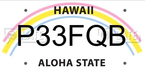 P33FQB Hawaii License Plate