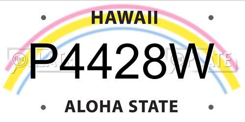 P4428W Hawaii License Plate